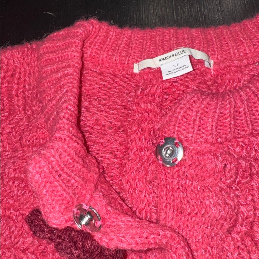 kimchi blue long sleeve sweater rosette covered snaps size small - Picture 4 of 7